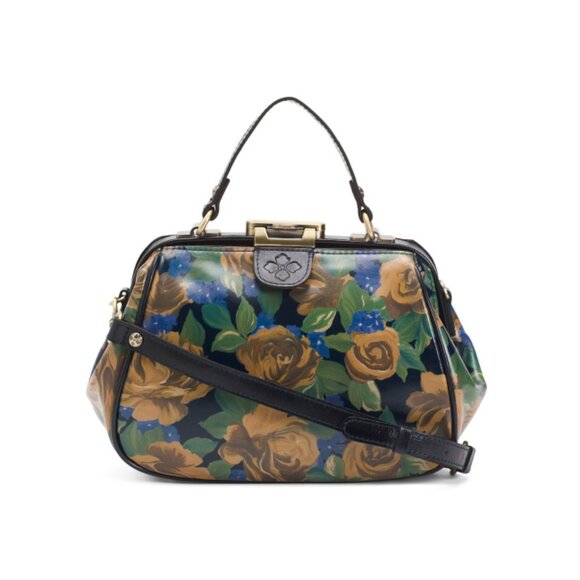 PATRICIA NASH BLUE SKIES Leather Gracchi Framed Satchel With Shoulder Strap
